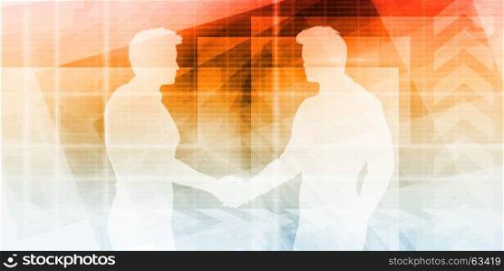 Businessmen Shaking Hands in a Silhouette Illustration Concept. Businessmen Shaking Hands