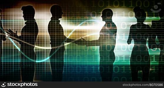 Businessmen Shaking Hands in a Silhouette Illustration Concept. Scientific Research
