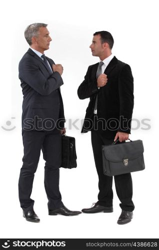 Businessmen trying to build up morale