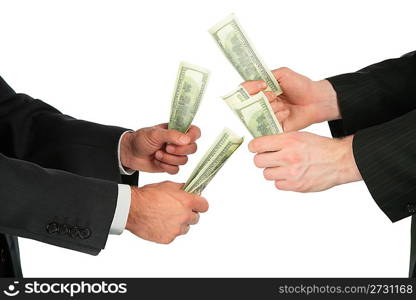 businessmen with dollars in hands