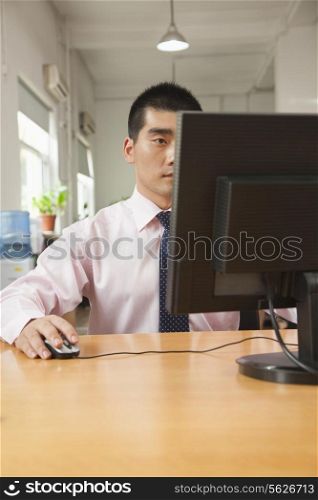 Businessmen working on his computer