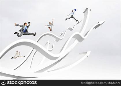 Businesspeople jumping