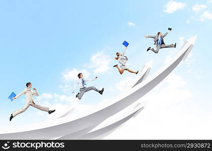 Businesspeople jumping