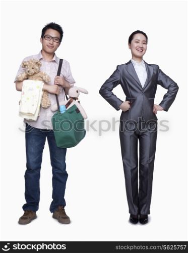 Businesswoman and stay in home father