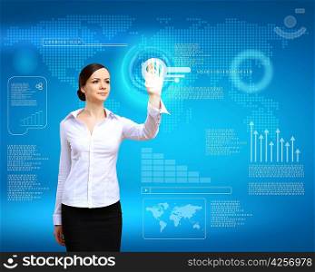 Businesswoman and technology related background