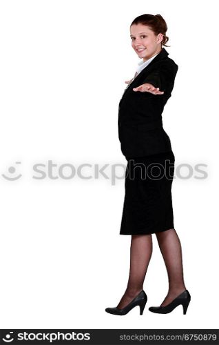 Businesswoman balancing