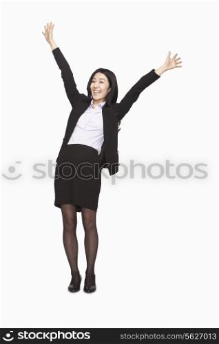 Businesswoman cheering