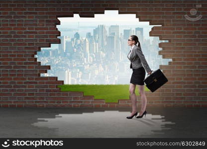 Businesswoman escaping for summer vacation. The businesswoman escaping for summer vacation