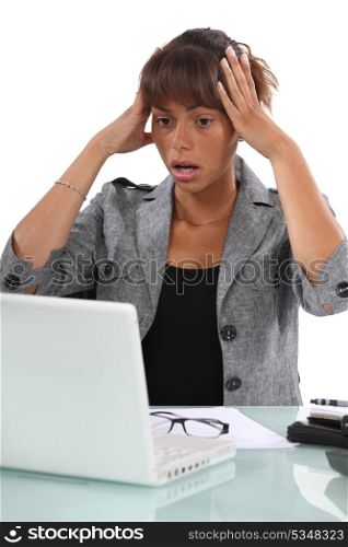 Businesswoman getting stressed-out