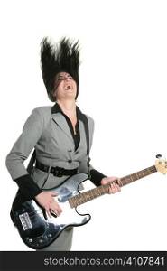 Businesswoman guitar player suit and rock and roll