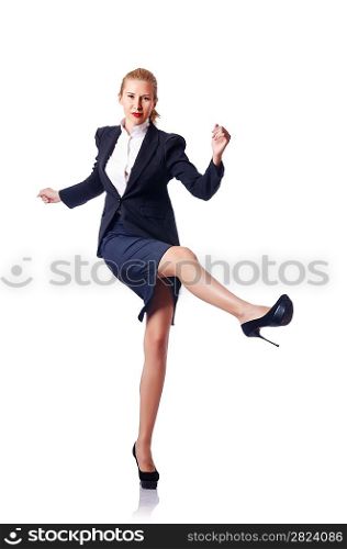 Businesswoman happy isolated on white
