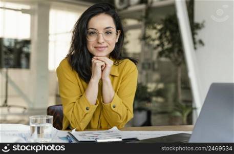 businesswoman her desk