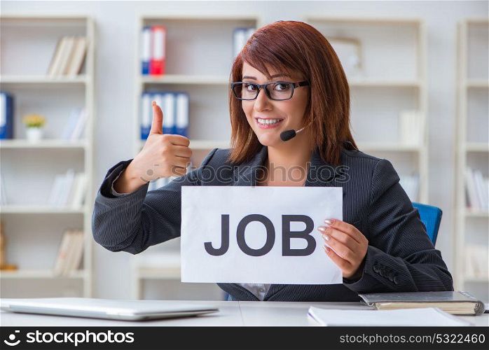 Businesswoman hiring new employees in office