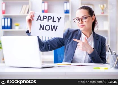 Businesswoman hiring new employees in office
