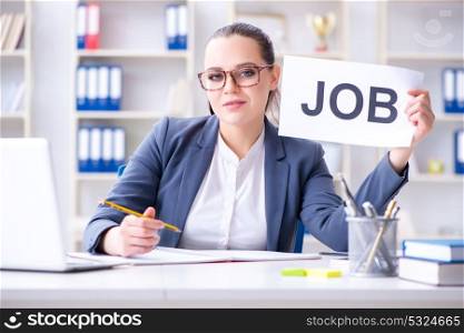 Businesswoman hiring new employees in office. The businesswoman hiring new employees in office