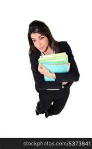 businesswoman holding folders