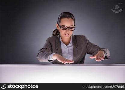 Businesswoman holding hands in business concept