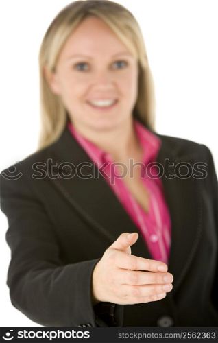 Businesswoman Holding Her Hand Out Ready To Shake