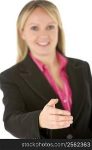 Businesswoman Holding Her Hand Out Ready To Shake