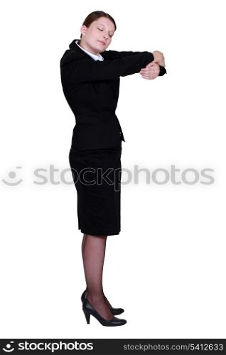 Businesswoman hugging an invisible object