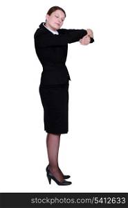 Businesswoman hugging an invisible object