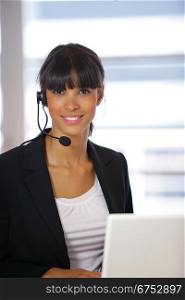Businesswoman in a telephone headset