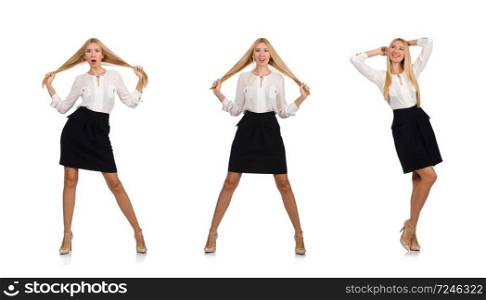 Businesswoman in business concept isolated on white