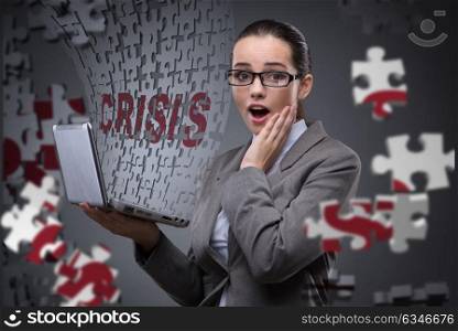 Businesswoman in crisis business concept