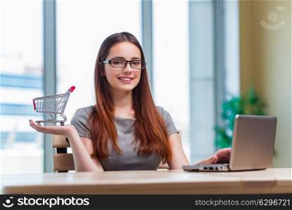 Businesswoman in online shopping concept