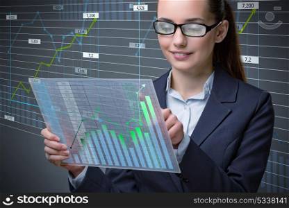 Businesswoman in online stock trading business concept