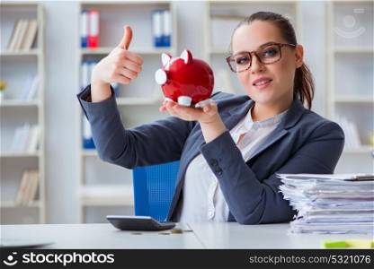 Businesswoman in pension savings concept