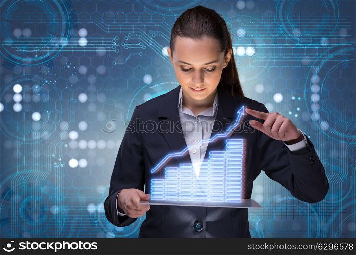 Businesswoman in stock trading business concept