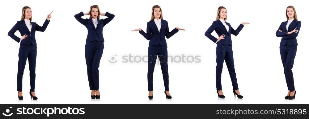 Businesswoman in suit isolated on white