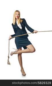 Businesswoman in tug of war concept