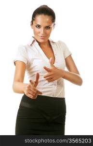 businesswoman is ready to work on white background