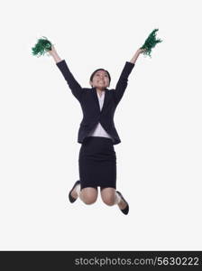 Businesswoman Jumping and Cheering