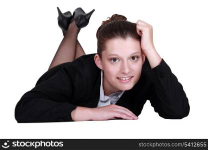 Businesswoman laying on the floor
