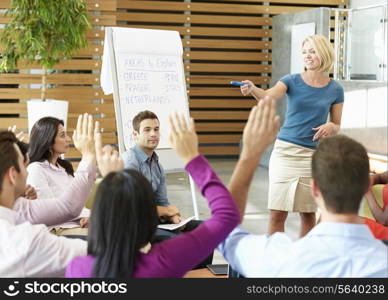 Businesswoman Making Presentation To Office Colleagues