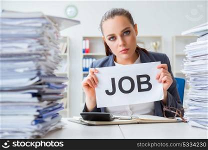 Businesswoman not coping with workload and resigning