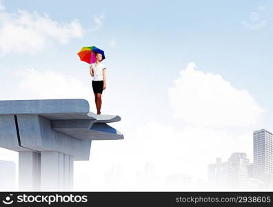 Businesswoman on bridge