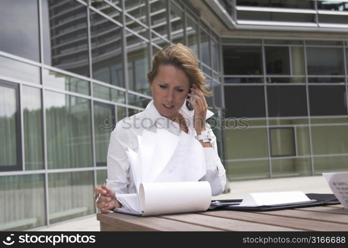 Businesswoman outdoors talking on the phone