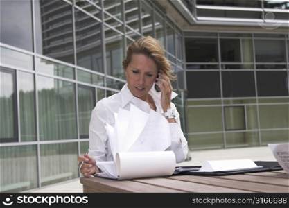 Businesswoman outdoors talking on the phone