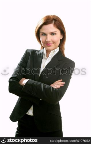 Businesswoman portrait isolated on white studio background