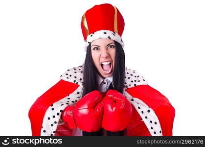 Businesswoman queen with boxing gloves