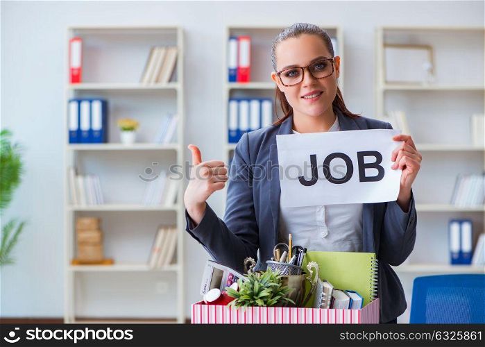 Businesswoman quitting her job in office. The businesswoman quitting her job in office