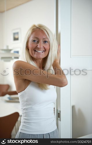 Businesswoman relaxing at home