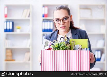 Businesswoman resigning from her job