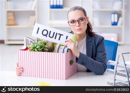 Businesswoman resigning from her job