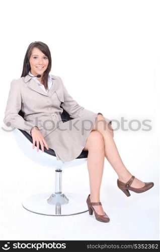 Businesswoman sat down