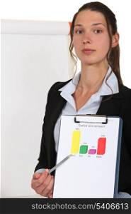 businesswoman showing a diagram
